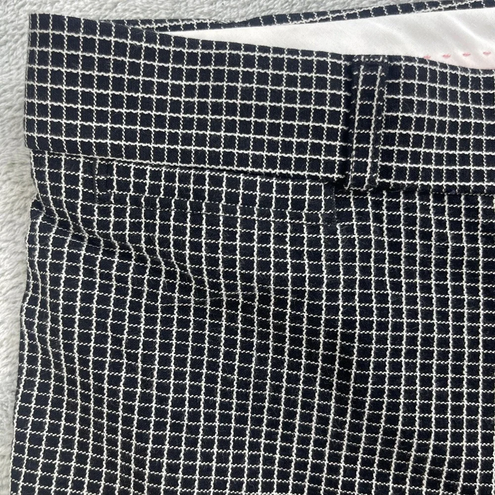 Banana Republic Dress Pants Women 10 Black Sloan Skinny Grid Pattern Ankle Fit